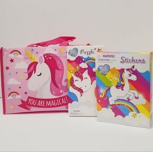 Unicorn Tote with Puzzle & Stickers